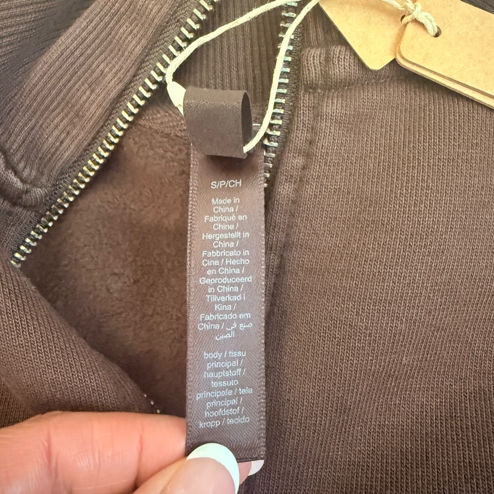 ✨ SKIMS Boyfriend Fleece Slouchy Half Zip Pullover – Espresso (Small) | NWT - Picture 3 of 3